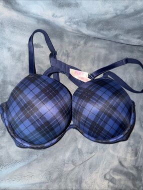 *NWOT* PINK by Victoria's Secret Blue Plaid T-Shirt Bra - Sz. 38B
